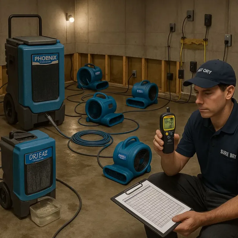 Structural Drying and Dehumidification process in Richville, OH